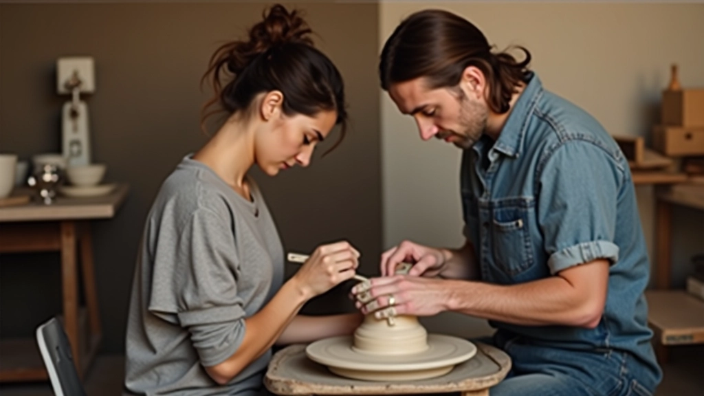 People learning pottery together in a Vilnius craft workshop